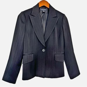 Banana Republic Lined Black on Black pinstripe suit blazer and slacks